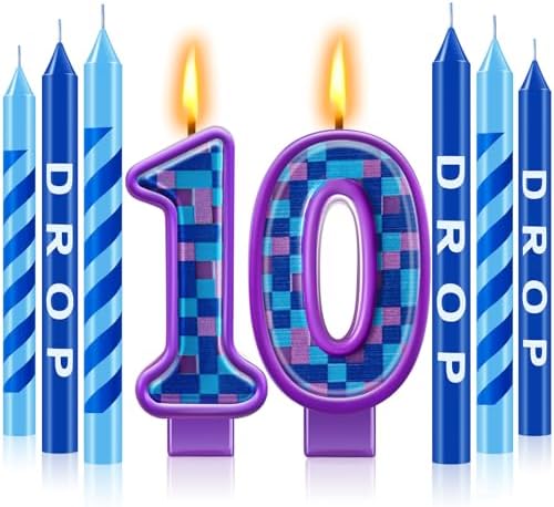 MTLEE 13 Pcs Video Game Birthday Candles with Number 10 1