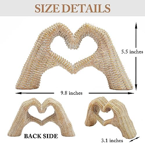 Heart Hands Sculpture Rattan Decor for Home