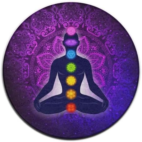 Soft Round Yoga Carpet with Lotus Purple Mandala Design