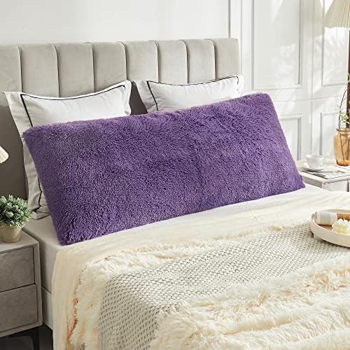 LIFEREVO Shaggy Body Pillow Cover Purple 1