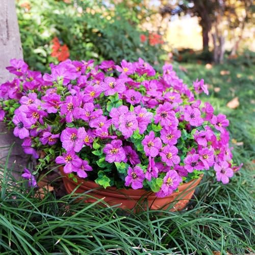 16 Bundles UV Resistant Artificial Flowers for Indoor and Outdoor