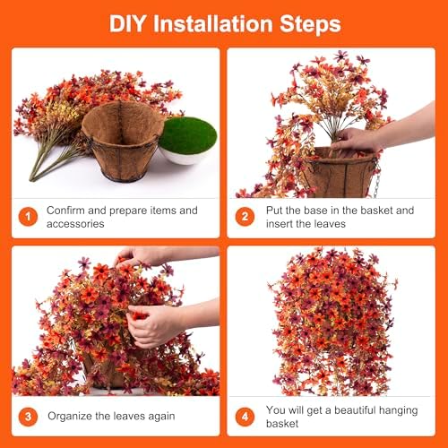 INXUGAO Artificial Hanging Flowers Plants with Basket 1
