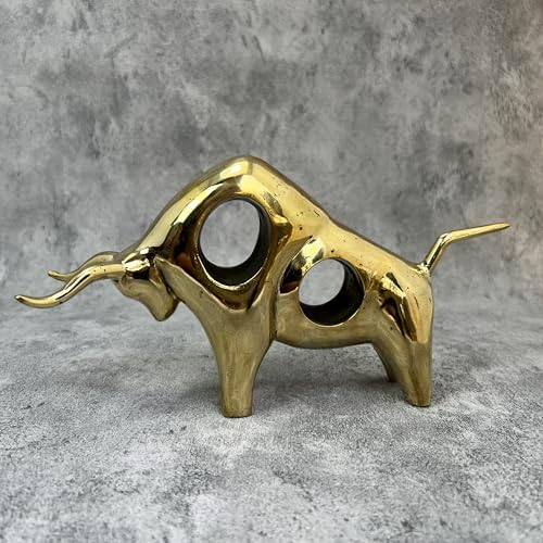 Brass Gold Polished Abstract Bull Sculpture