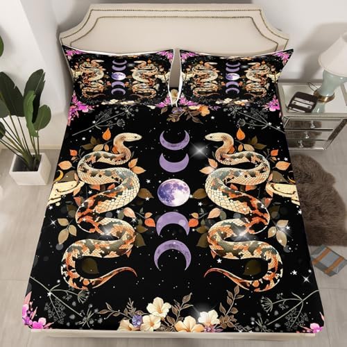 Gothic Snake Moth Fitted Sheet Set Twin Size