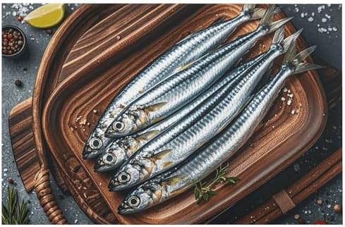 Sardines Floor Mat Non-Slip Entryway Rug for Home and Kitchen