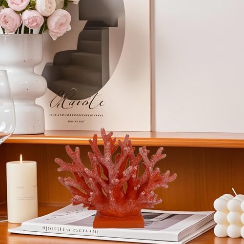 58 H Red Orange Coral Decor - Resin Statue