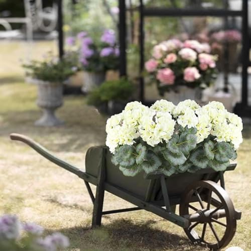 CITYES Artificial Geranium Bushes for Garden Decor