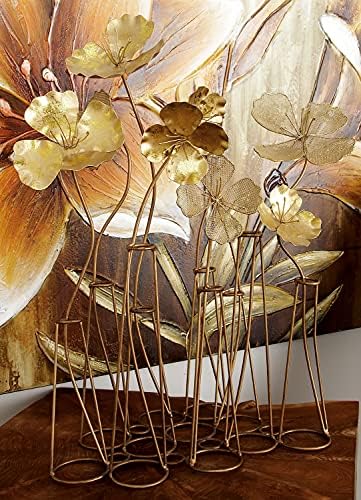 Deco 79 Gold Metal Floral Statue Decor 16x9x21