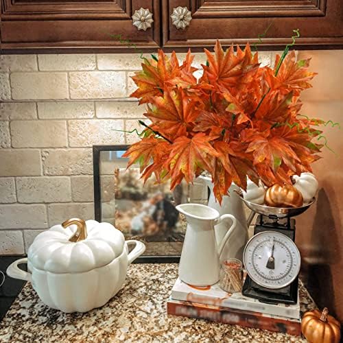 Tepaler 4PCS Artificial Maple Leaf Shrubs for Home Decor