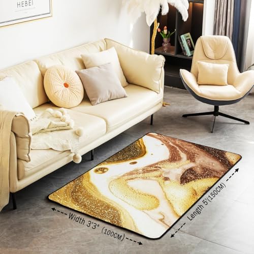 Erosebridal Brown Yellow Marble Area Rug 3x5 1