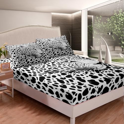Manfei Leopard Print Bed Sheet Set Twin Size 1