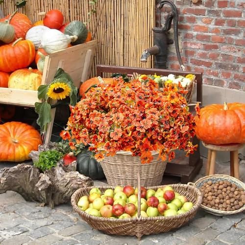 8pcs Fall Flowers Artificial Outdoor Decor Set
