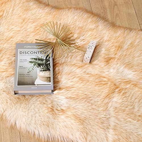 Faux Fur Sheepskin Rug Soft Fluffy Plush 2x6 ft White Yellow