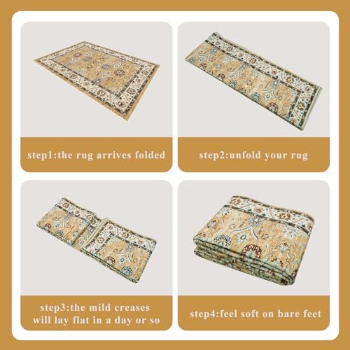 RUUGME Washable Area Rug - 26x12 Non-Slip Distressed Kitchen Runner