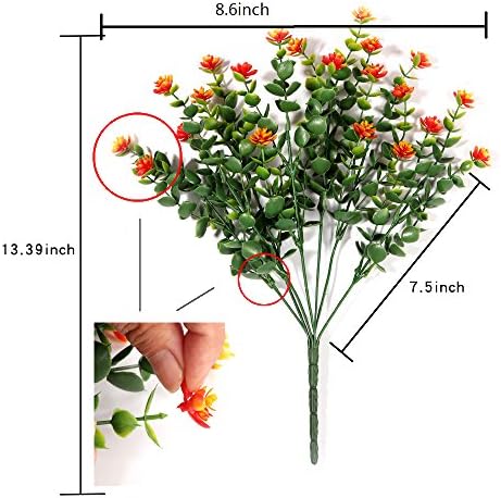 5Pack Artificial Orange Red Flowers UV Resistant Outdoor Decor