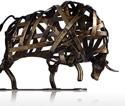 Tooarts Contemporary Iron Sculpture Cattle Statue Decor Accents