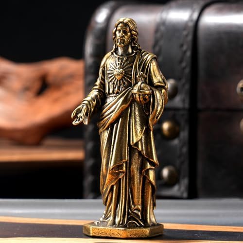 CHOVY Handcrafted Jesus Christ Brass Statue - Antique Religious Decor