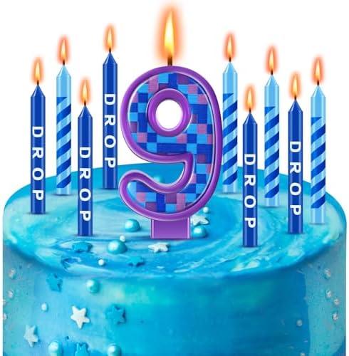 MTLEE 13 Pcs Gaming Birthday Candles with Number 9