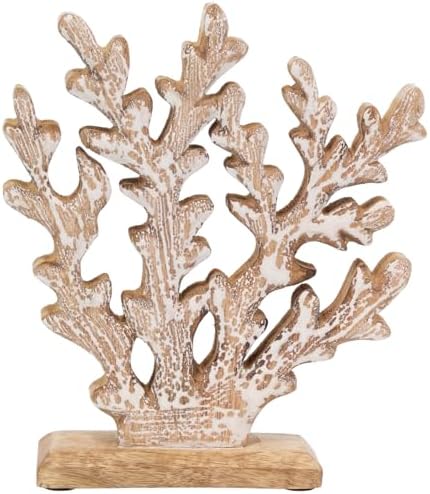 Boston International Mango Wood Whitewash Coral Sculpture 85 Inch Tall