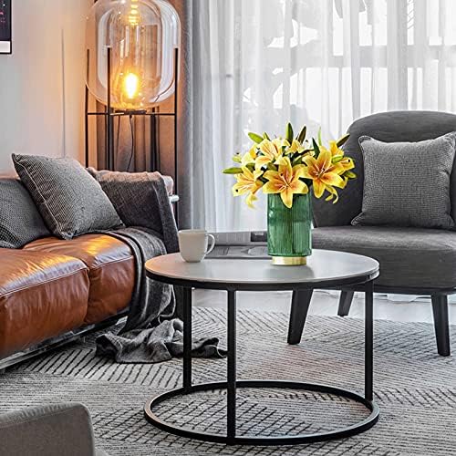 Artificial Lily Flowers with Glass Vase for Home Decor