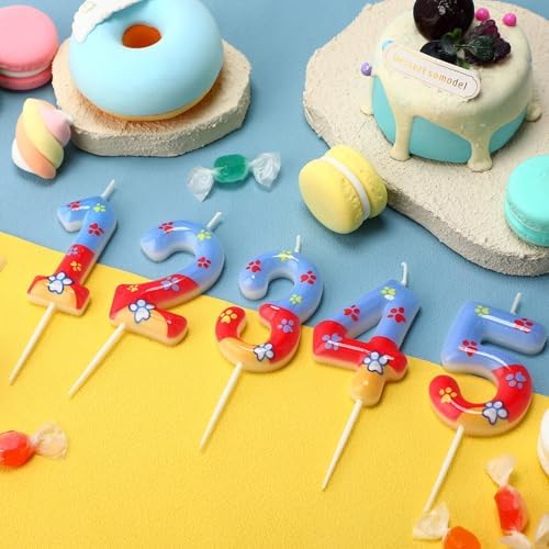 Red Yellow Blue Dog Paw Cake Topper Birthday Decoration