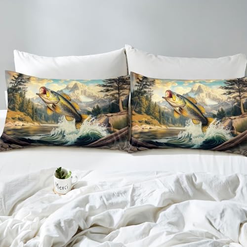 Manfei Lake House Fishing Theme Queen Sheet Set