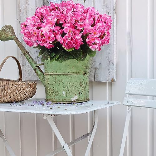CISDUEO 4 Pcs Artificial Geranium Bush Pink Flowers