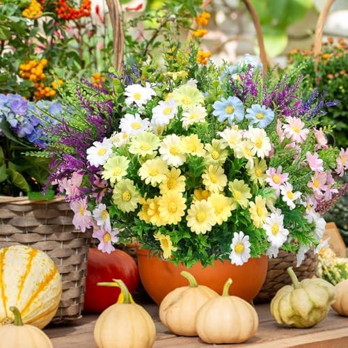 20 Bundles Artificial Flowers for Outdoor Decoration
