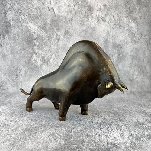 Abstract Brass Bison Statue Brown Goodwin-11