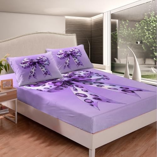 Manfei Bowknot Cheetah Print Sheet Set Twin Size