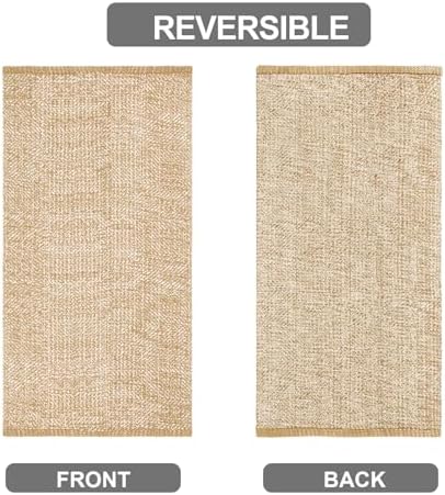 Boho Kitchen Rug 2x43 Tan Cream Reversible