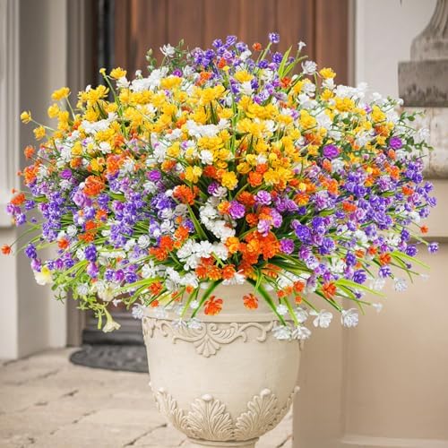 Uieke 24 Bundle Artificial Flowers for Outdoor Decor