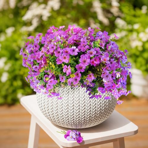 16 Bundles UV Resistant Artificial Flowers for Indoor and Outdoor