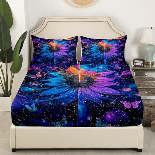 Manfei Sunflower Bed Sheet Set - Deep Pocket Twin with Pillowcase