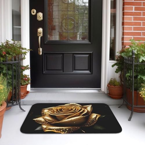 Gold Rose Crystal Velvet Area Rug 40x60
