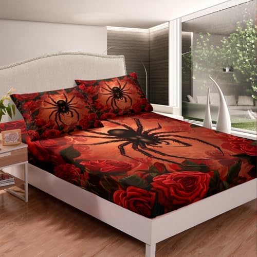 Manfei Spider Floral Queen Sheet Set with 2 Pillowcases 1