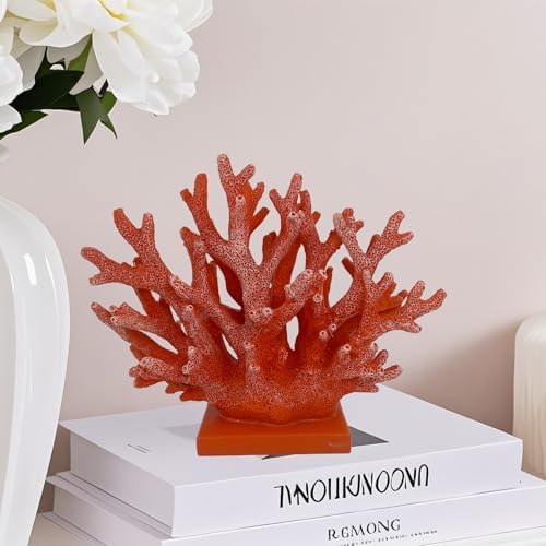 58 H Red Orange Coral Decor - Resin Statue