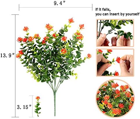 Artificial Flowers 6 Bundles Fake Bushes for Farmhouse Decor