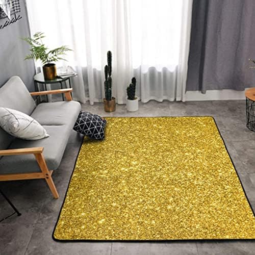 JZDACH Gold Glitter Area Rug 60x39 Queen Size