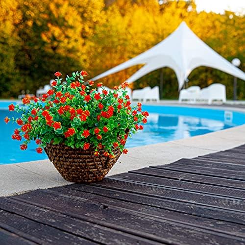 AXYLEX Red Orange Artificial Flowers Outdoor Decoration