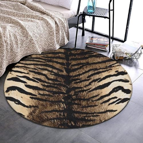 Soft Round Yoga Carpet with Cool Tiger Fur Print