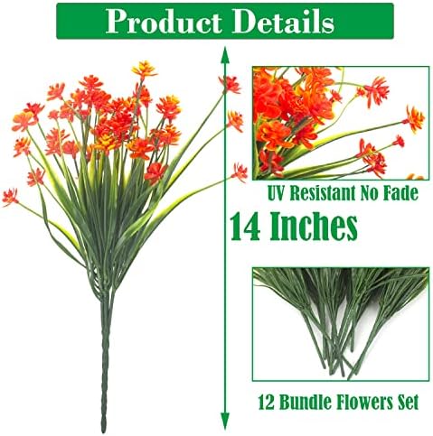 Grunyia Artificial Daffodils 12 Bundles UV Resistant Home Decor