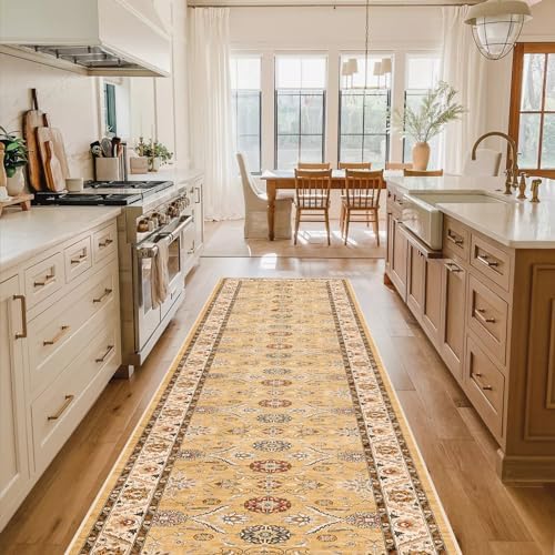 RUUGME Washable Area Rug - 26x12 Non-Slip Distressed Kitchen Runner