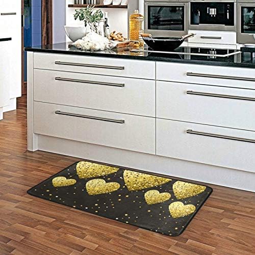 Qilmy Yellow Light Heart Rug Non-Slip 39x20 Inch