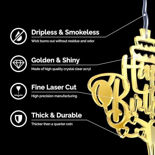 Spark Magic Happy Birthday Cake Candle Topper with 2 Wicks