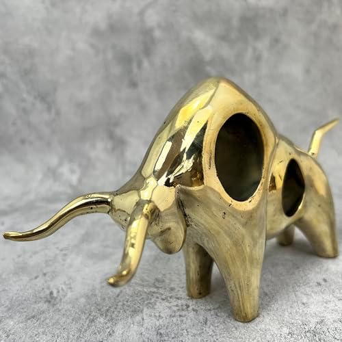 Brass Gold Polished Abstract Bull Sculpture