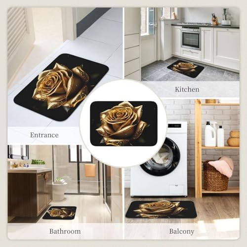Gold Rose Crystal Velvet Area Rug 40x60