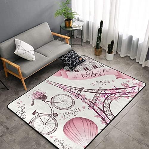 Pink Paris Eiffel Tower Area Rug 60x39