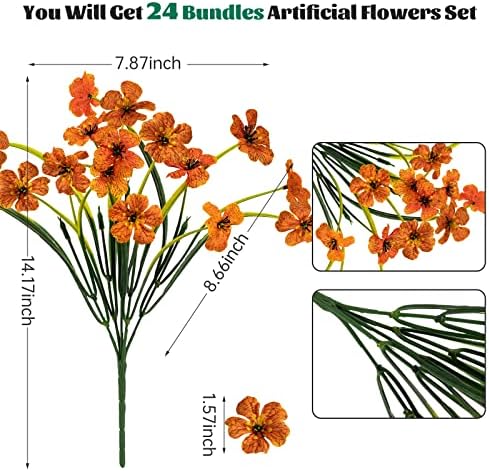 Lnoicy 24 Pcs Artificial Flowers for Home and Garden