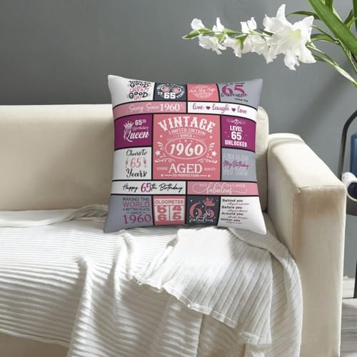 65th Birthday Pillow Covers 18x18 for Women